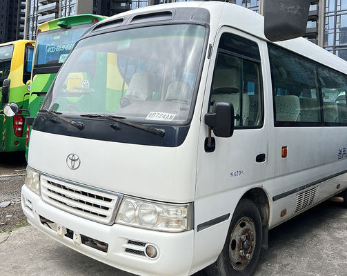 Toyota Used Coaster Bus Euro 3 Emission Standard With LHD Steering Position Gasoline Engine