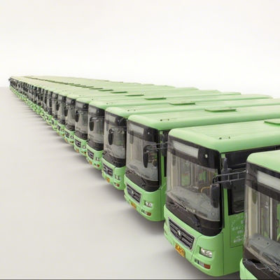 A second-hand 8-meter left-hand drive green diesel bus